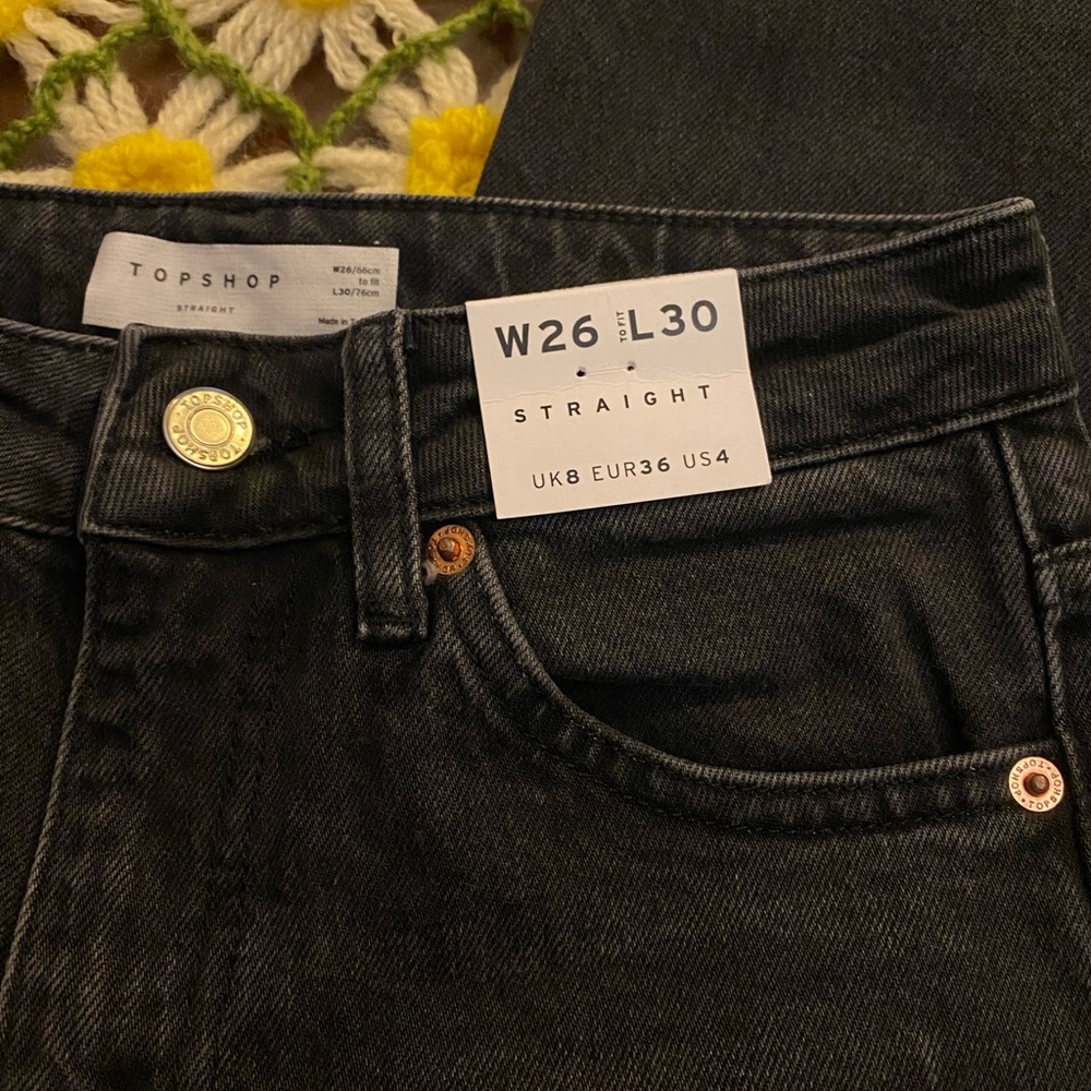 Topshop Black Straight Leg Jeans